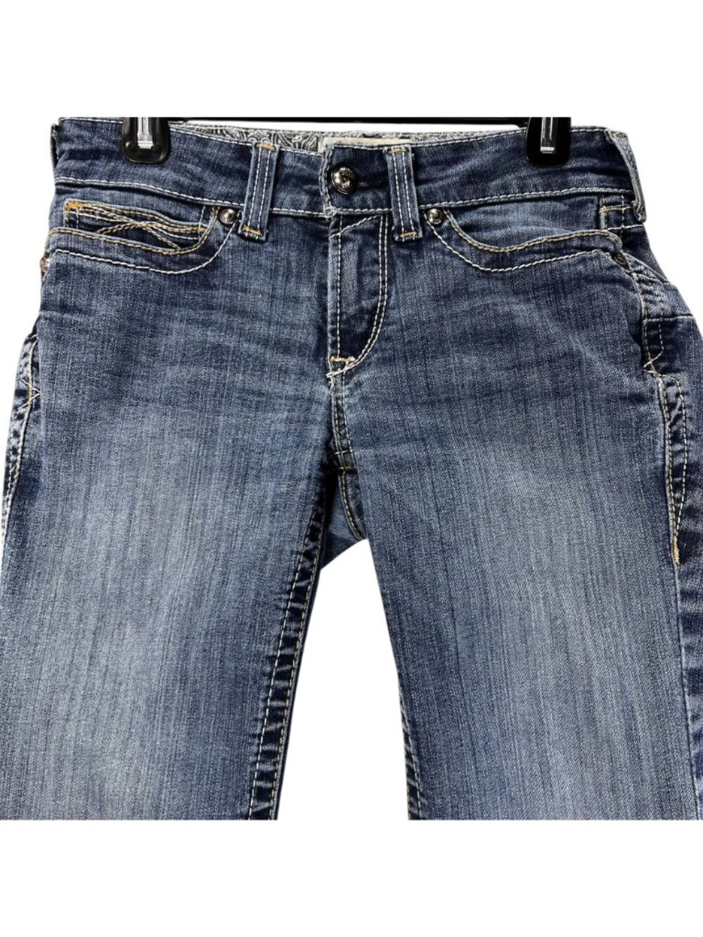 Ariat Womens Mid Rise Bootcut Jeans 27R Denim Stitch Embroidered Pocket Cowgirl - Picture 9 of 16